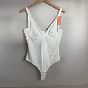 FeelinGirl Women Shapewear Bodysuit Underwired Tummy Control Deep V Thong Sz L